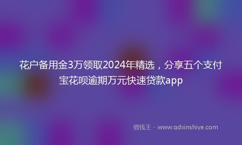 花户备用金3万领取2024年精选,分享五个支付宝花呗逾期万元快速贷款app