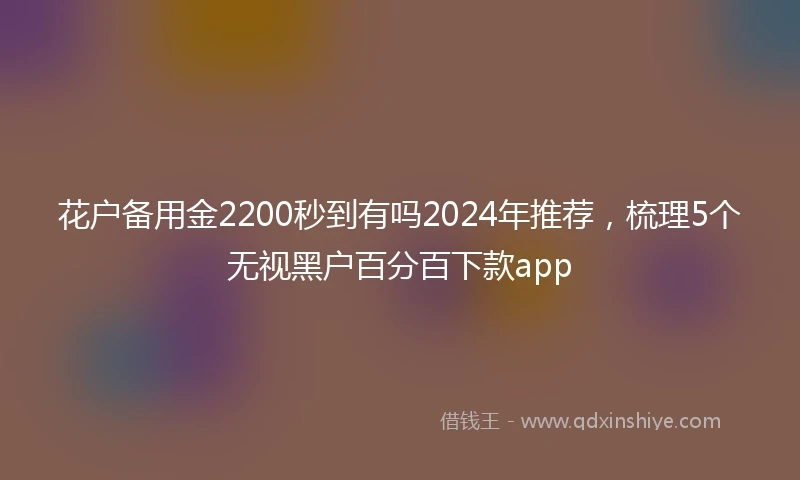 花户备用金2200秒到有吗2024年推荐，梳理5个无视黑户百分百下款app