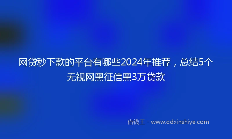 网贷秒下款的平台有哪些2024年推荐，总结5个无视网黑征信黑3万贷款