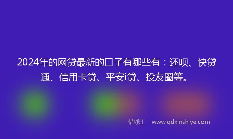 2024年的网贷最新的口子有哪些有：还呗、快贷通、信用卡贷、平安i贷、投友圈等。
