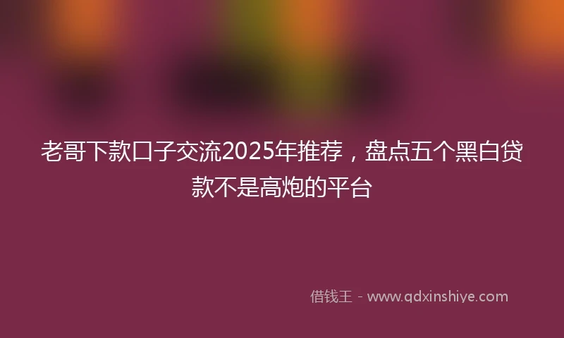 老哥下款口子交流2025年推荐，盘点五个黑白贷款不是高炮的平台