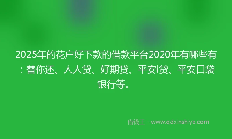 2025年的花户好下款的借款平台2020年有哪些有：替你还、人人贷、好期贷、平安i贷、平安口袋银行等。