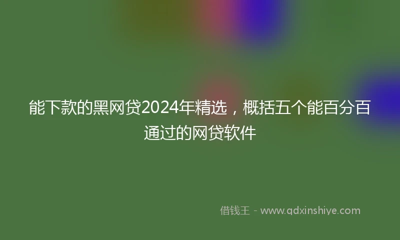 能下款的黑网贷2024年精选，概括五个能百分百通过的网贷软件