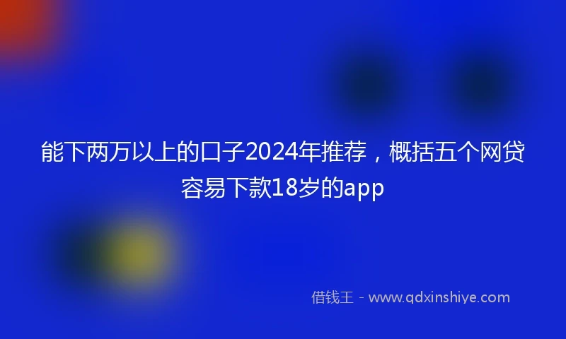 能下两万以上的口子2024年推荐，概括五个网贷容易下款18岁的app