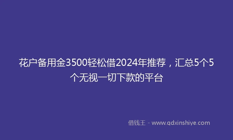 花户备用金3500轻松借2024年推荐，汇总5个5个无视一切下款的平台