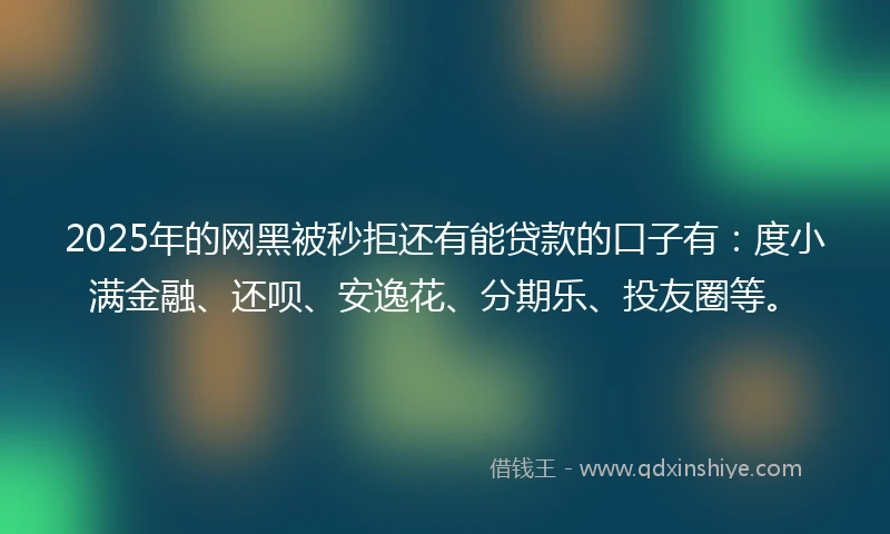 2025年的网黑被秒拒还有能贷款的口子有：度小满金融、还呗、安逸花、分期乐、投友圈等。