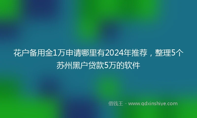 花户备用金1万申请哪里有2024年推荐，整理5个苏州黑户贷款5万的软件