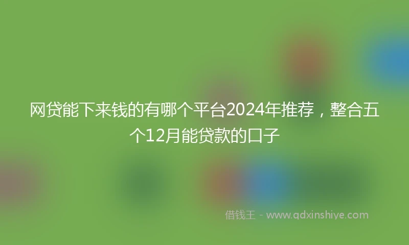 网贷能下来钱的有哪个平台2024年推荐,整合五个12月能贷款的口子