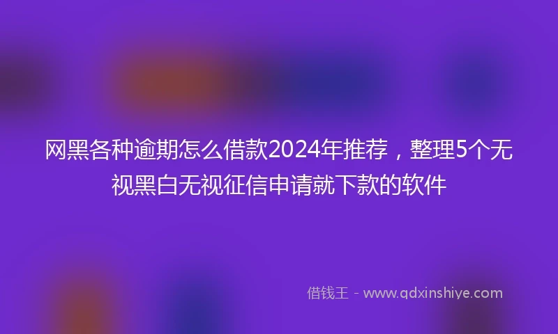 网黑各种逾期怎么借款2024年推荐，整理5个无视黑白无视征信申请就下款的软件