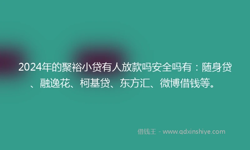 2024年的聚裕小贷有人放款吗安全吗有：随身贷、融逸花、柯基贷、东方汇、微博借钱等。
