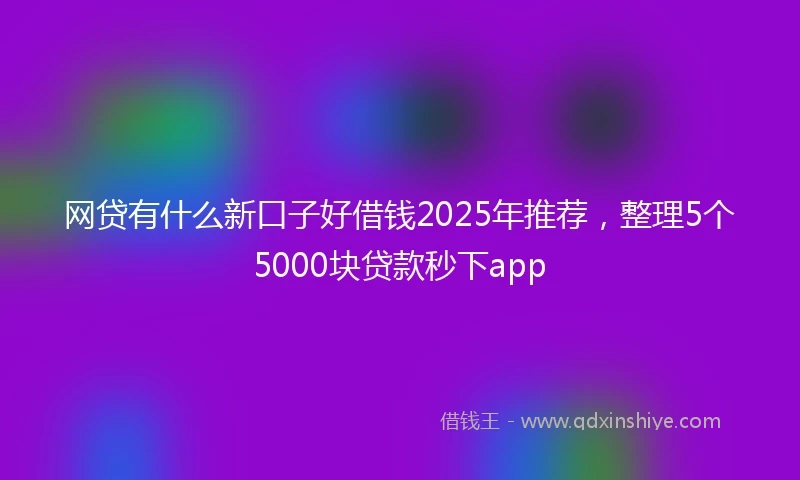 网贷有什么新口子好借钱2025年推荐，整理5个5000块贷款秒下app