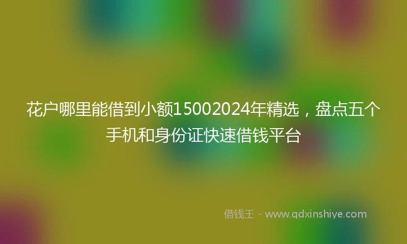 花户哪里能借到小额15002024年精选，盘点五个手机和身份证快速借钱平台