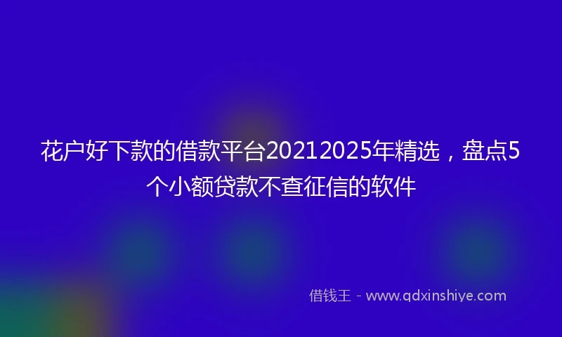 花户好下款的借款平台20212025年精选，盘点5个小额贷款不查征信的软件