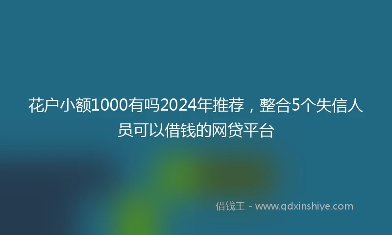 花户小额1000有吗2024年推荐，整合5个失信人员可以借钱的网贷平台