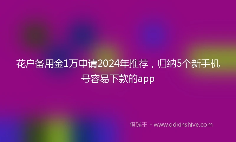 花户备用金1万申请2024年推荐，归纳5个新手机号容易下款的app