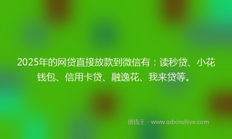 2025年的网贷直接放款到微信有：读秒贷、小花钱包、信用卡贷、融逸花、我来贷等。