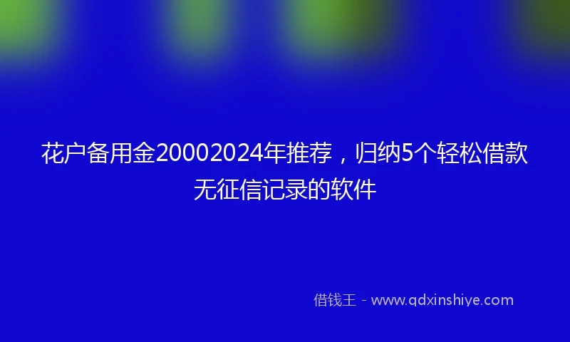 花户备用金20002024年推荐，归纳5个轻松借款无征信记录的软件