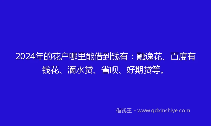 2024年的花户哪里能借到钱有：融逸花、百度有钱花、滴水贷、省呗、好期贷等。