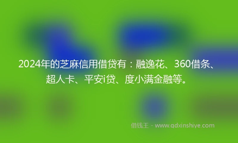 2024年的芝麻信用借贷有：融逸花、360借条、超人卡、平安i贷、度小满金融等。