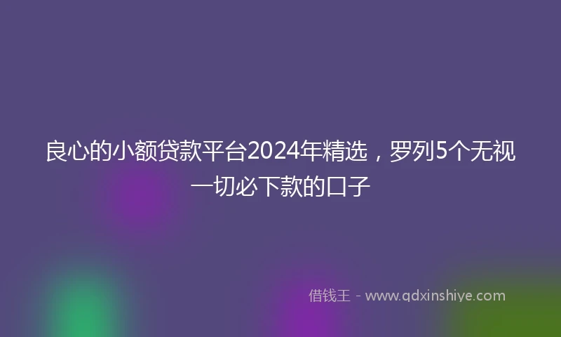 良心的小额贷款平台2024年精选，罗列5个无视一切必下款的口子