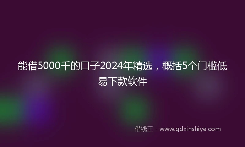 能借5000千的口子2024年精选，概括5个门槛低易下款软件