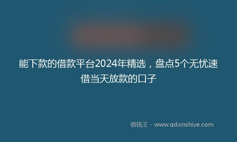 能下款的借款平台2024年精选，盘点5个无忧速借当天放款的口子