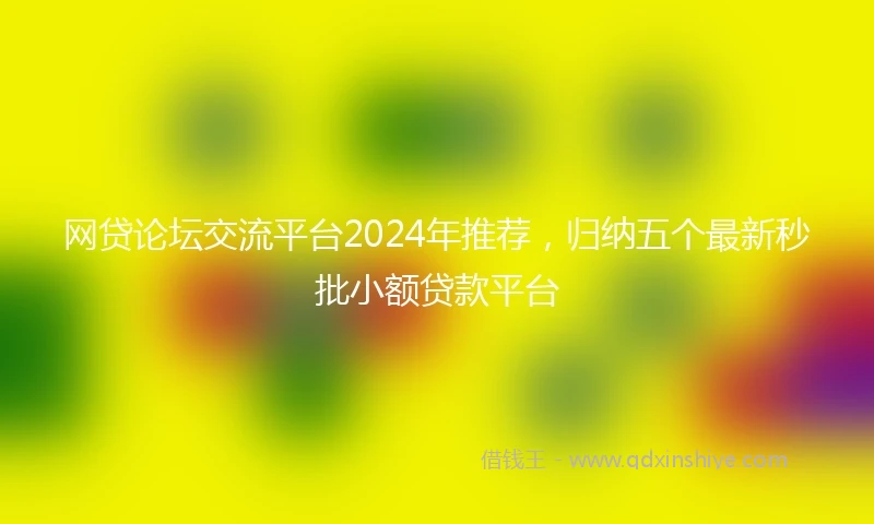 网贷论坛交流平台2024年推荐，归纳五个最新秒批小额贷款平台