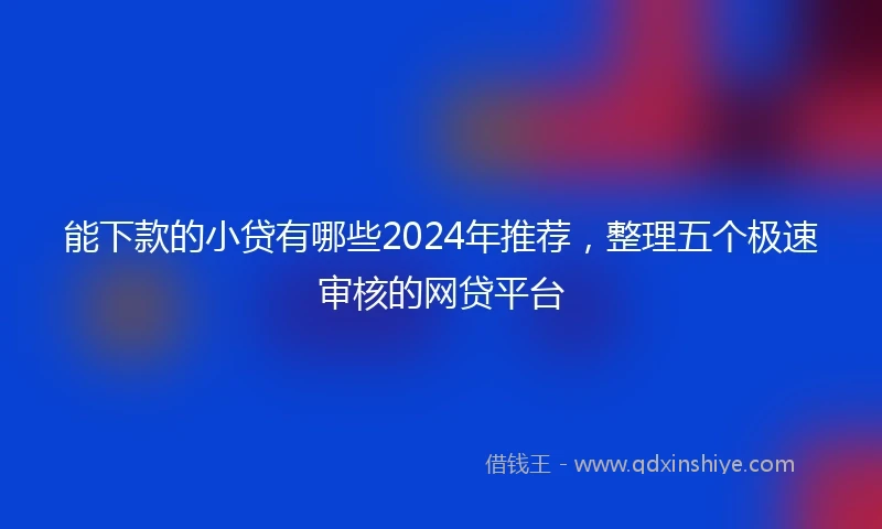 能下款的小贷有哪些2024年推荐，整理五个极速审核的网贷平台