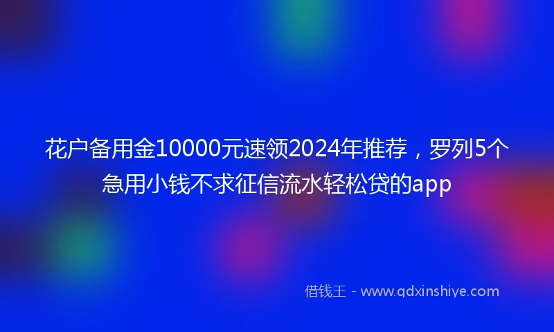 花户备用金10000元速领2024年推荐，罗列5个急用小钱不求征信流水轻松贷的app