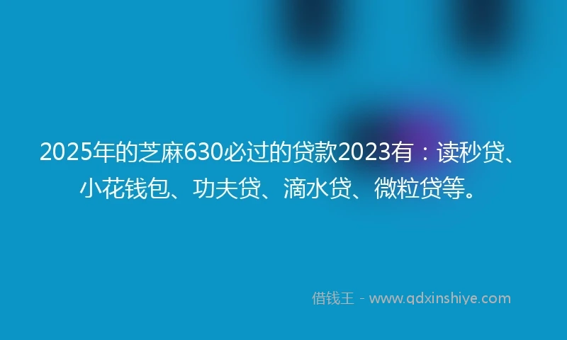 2025年的芝麻630必过的贷款2023有：读秒贷、小花钱包、功夫贷、滴水贷、微粒贷等。