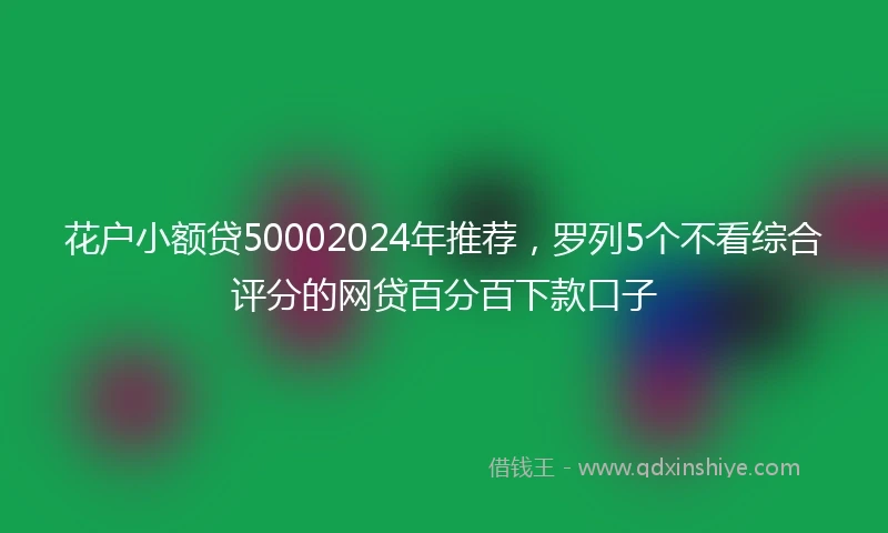 花户小额贷50002024年推荐，罗列5个不看综合评分的网贷百分百下款口子