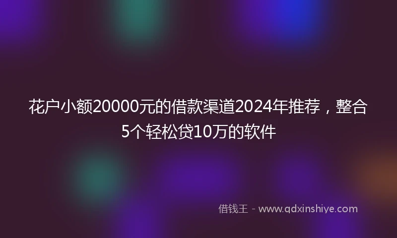 花户小额20000元的借款渠道2024年推荐，整合5个轻松贷10万的软件
