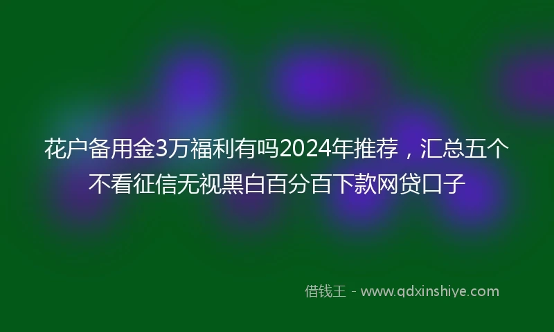 花户备用金3万福利有吗2024年推荐，汇总五个不看征信无视黑白百分百下款网贷口子