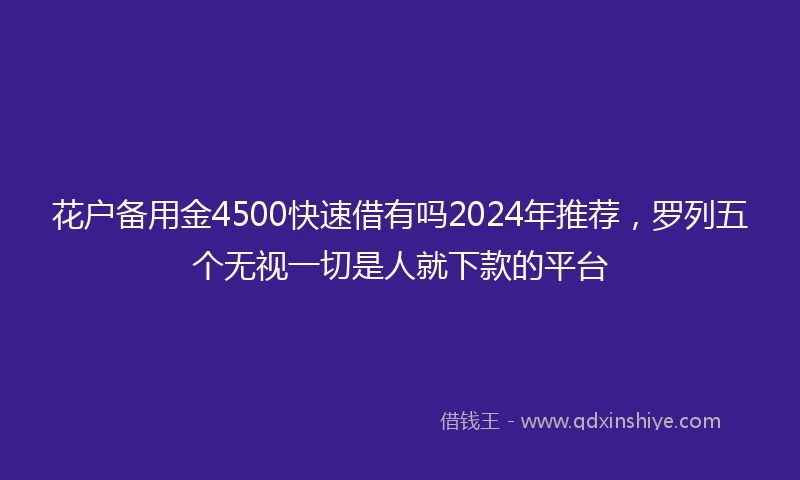 花户备用金4500快速借有吗2024年推荐，罗列五个无视一切是人就下款的平台