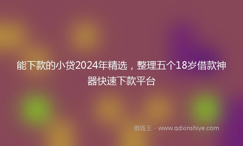 能下款的小贷2024年精选，整理五个18岁借款神器快速下款平台