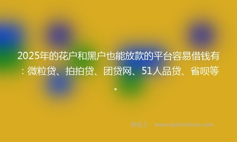 2025年的花户和黑户也能放款的平台容易借钱有：微粒贷、拍拍贷、团贷网、51人品贷、省呗等。