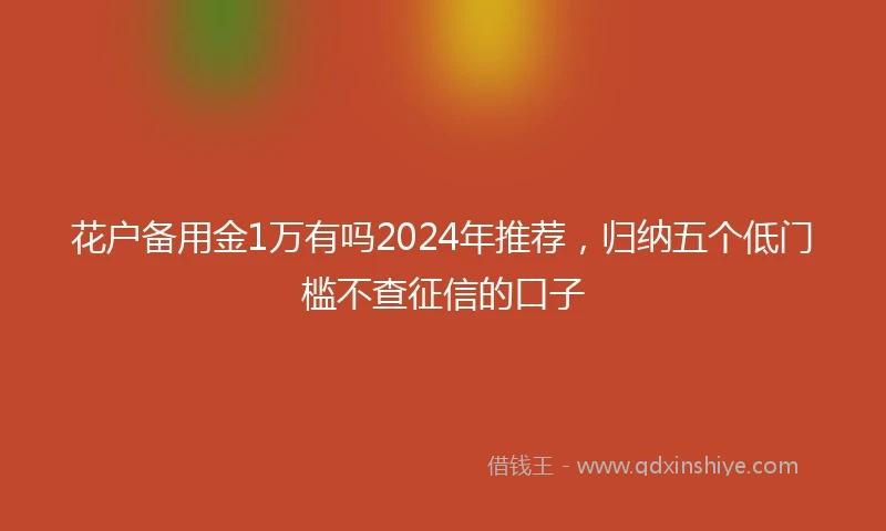 花户备用金1万有吗2024年推荐，归纳五个低门槛不查征信的口子