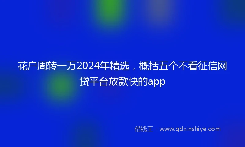 花户周转一万2024年精选，概括五个不看征信网贷平台放款快的app