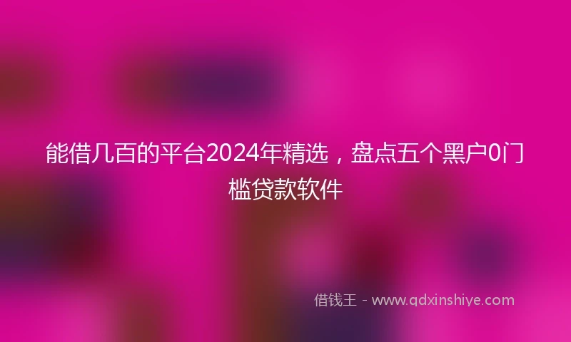 能借几百的平台2024年精选，盘点五个黑户0门槛贷款软件