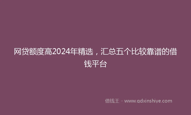 网贷额度高2024年精选，汇总五个比较靠谱的借钱平台