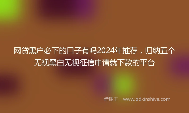 网贷黑户必下的口子有吗2024年推荐，归纳五个无视黑白无视征信申请就下款的平台