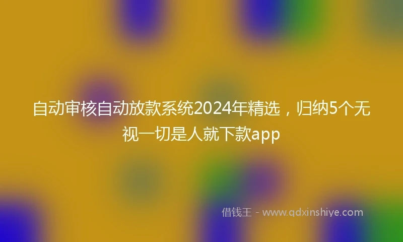 自动审核自动放款系统2024年精选，归纳5个无视一切是人就下款app