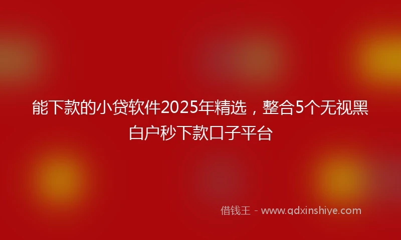 能下款的小贷软件2025年精选，整合5个无视黑白户秒下款口子平台