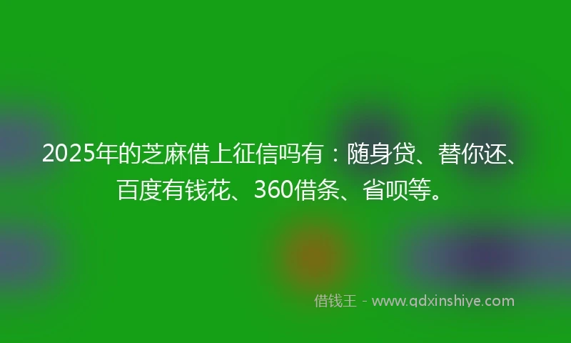 2025年的芝麻借上征信吗有：随身贷、替你还、百度有钱花、360借条、省呗等。