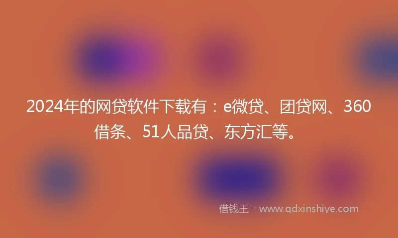 2024年的网贷软件下载有：e微贷、团贷网、360借条、51人品贷、东方汇等。