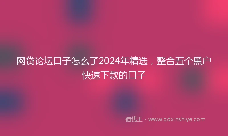 网贷论坛口子怎么了2024年精选，整合五个黑户快速下款的口子