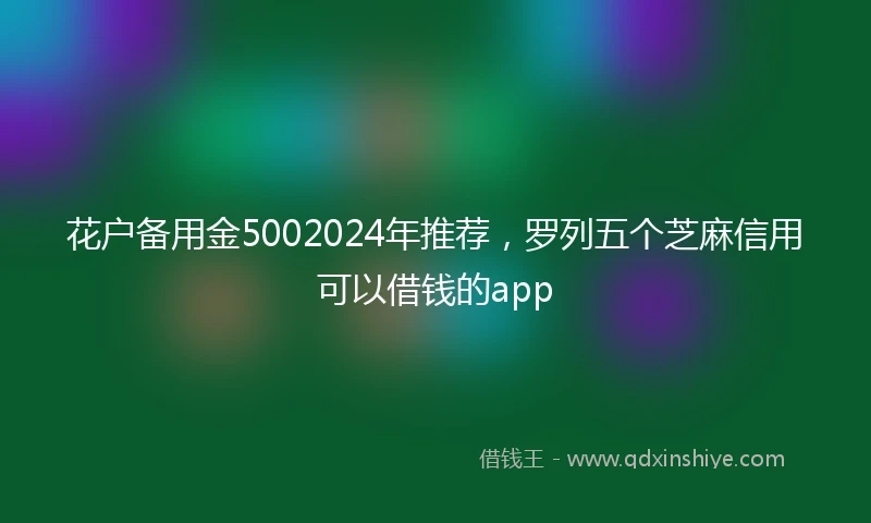 花户备用金5002024年推荐，罗列五个芝麻信用可以借钱的app