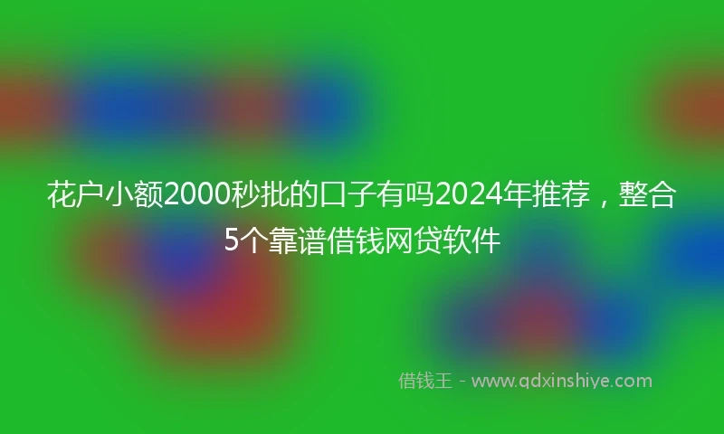 花户小额2000秒批的口子有吗2024年推荐，整合5个靠谱借钱网贷软件