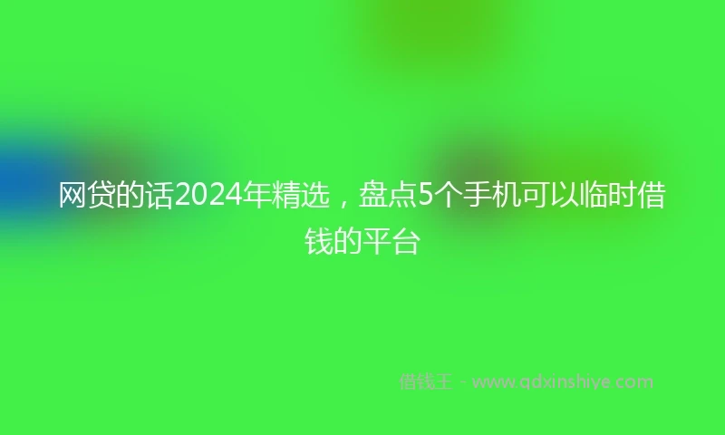 网贷的话2024年精选，盘点5个手机可以临时借钱的平台