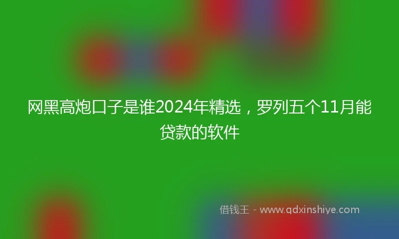 网黑高炮口子是谁2024年精选，罗列五个11月能贷款的软件